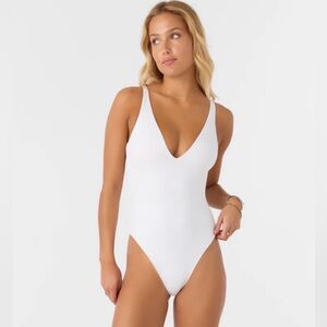 O’Neill saltwater solids edgewater white ribbed one piece, Small white one piece